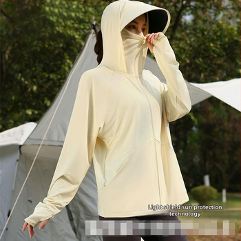 Jachetă cu glugă pentru protecție solară, nailon ușor, respirabil, buzunar mare