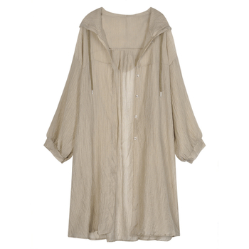 Ženska majica s kapuljačom za zaštitu od sunca, dugi rukav, produžena duljina, slobodan kroj, Poliester 70-80%, UPF30+