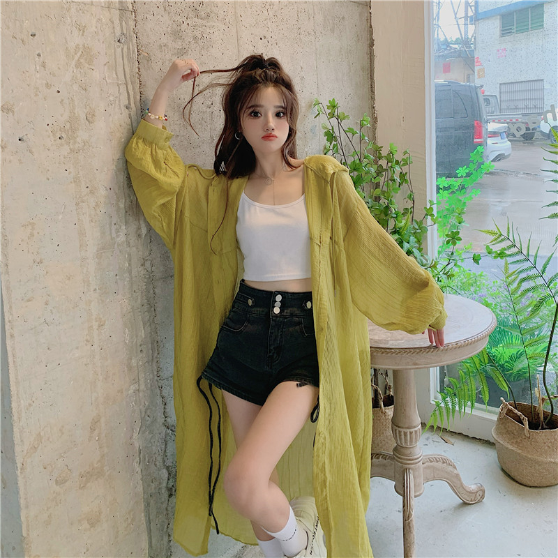 Ženska majica s kapuljačom za zaštitu od sunca, dugi rukav, produžena duljina, slobodan kroj, Poliester 70-80%, UPF30+