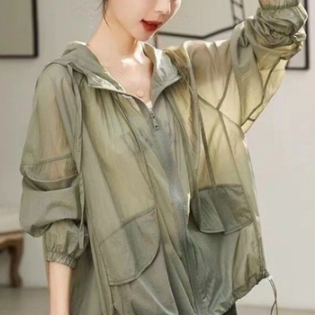 Îmbrăcăminte ușoară de protecție solară pentru femei, cu glugă, cardigan – Primăvara 2024, stil proaspăt și dulce