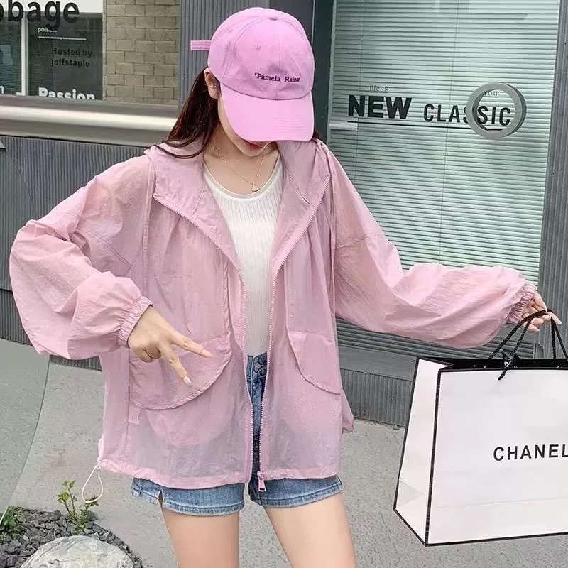 Îmbrăcăminte ușoară de protecție solară pentru femei, cu glugă, cardigan – Primăvara 2024, stil proaspăt și dulce