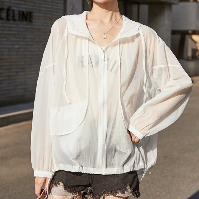 Îmbrăcăminte ușoară de protecție solară pentru femei, cu glugă, cardigan – Primăvara 2024, stil proaspăt și dulce