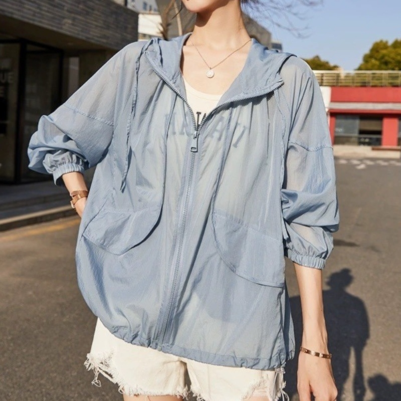 Îmbrăcăminte ușoară de protecție solară pentru femei, cu glugă, cardigan – Primăvara 2024, stil proaspăt și dulce