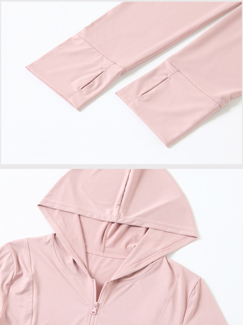 Ženski top od ice silk s UV zaštitom, uski kroj, dugi rukav sa zipom, ljeto 2024