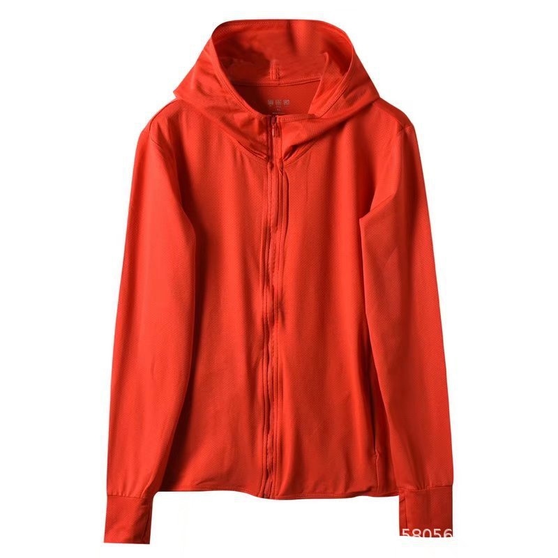 Ženski kaput s kapuljom i zatvaračem, mrežasta tkanina, UV zaštita, dugi rukavi, uski kroj, poliestersko-elastanska mješavina