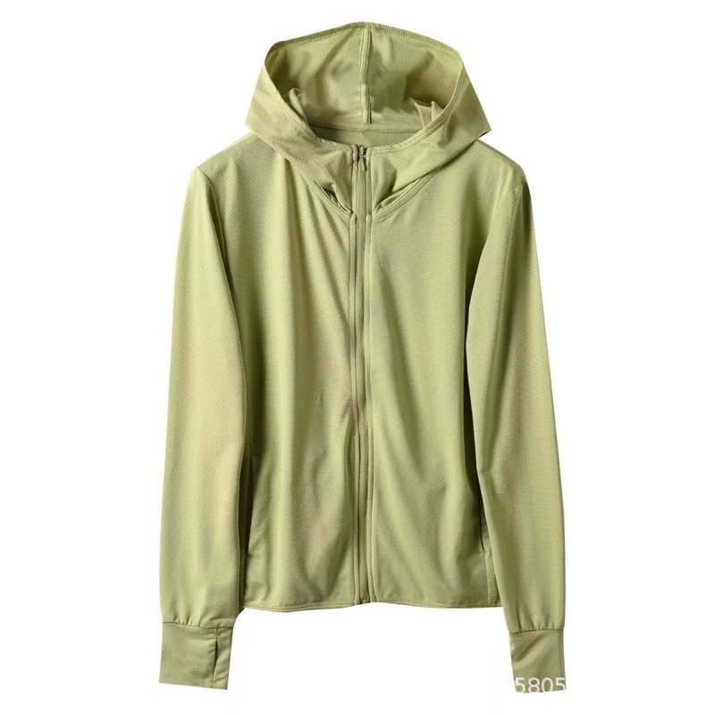 Ženski kaput s kapuljom i zatvaračem, mrežasta tkanina, UV zaštita, dugi rukavi, uski kroj, poliestersko-elastanska mješavina