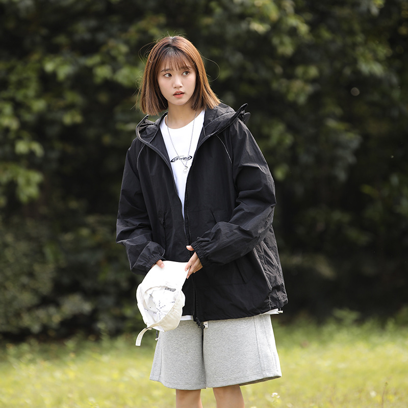 Unisex vanjska windbreaker jakna, najlon tkanina, UPF50+, s kapuljom