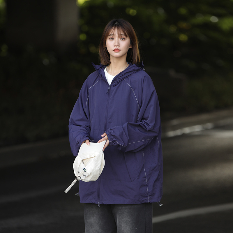 Unisex vanjska windbreaker jakna, najlon tkanina, UPF50+, s kapuljom