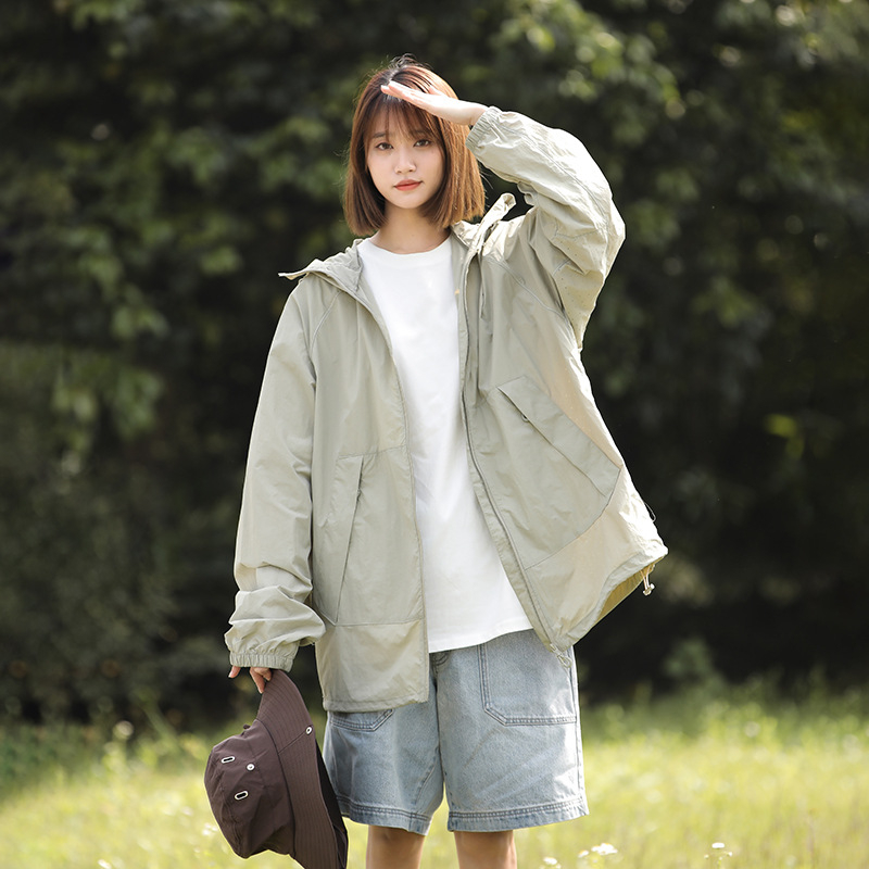 Unisex vanjska windbreaker jakna, najlon tkanina, UPF50+, s kapuljom