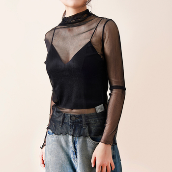 100% selyem hálós textúrájú felső UV-védelmével, félmagas gallér, légáteresztő