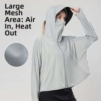 Ženska jakna s kapuljacom za zaštitu od sunca UPF99+, prozračni poliester, univerzalni gradski stil, proljeće 2024