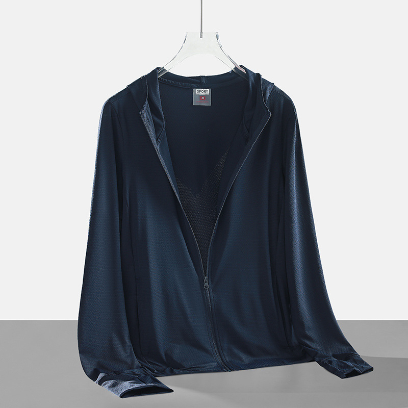 Vanjska windbreaker jakna s kapuljom, UV zaštita UPF50+, dugi rukavi, lagana smjesa sintetičkih vlakana (UPF50+, kapulja, dugi rukavi, lagana smjesa)