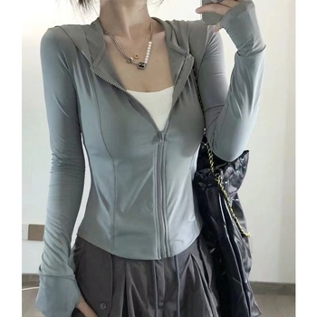 Ženska odjeća za zaštitu od sunca od poliester tkanine, uski kroj, ljeto 2025, korejski stil, zatvaranje na zip