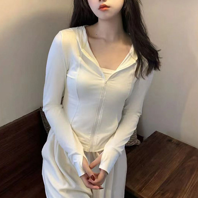 Ženska odjeća za zaštitu od sunca od poliester tkanine, uski kroj, ljeto 2025, korejski stil, zatvaranje na zip