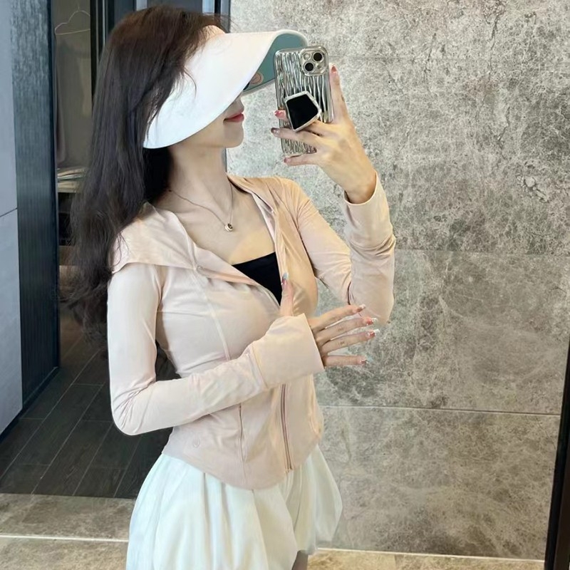 Ženska odjeća za zaštitu od sunca od poliester tkanine, uski kroj, ljeto 2025, korejski stil, zatvaranje na zip