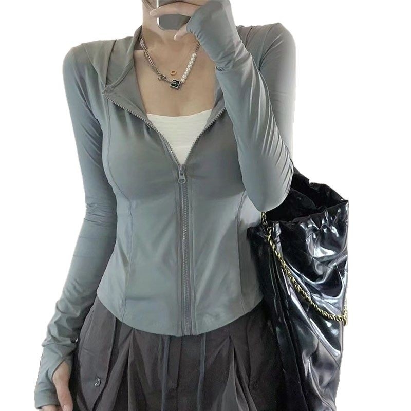 Ženska odjeća za zaštitu od sunca od poliester tkanine, uski kroj, ljeto 2025, korejski stil, zatvaranje na zip