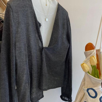 Женски лек кардиган за външно облекло, дълги ръкави, полиестер-памучна смес (70–80% полиестер, 20–30% памук), лято 2025, ежедневен стил в духа на японско-корейския свободен стил