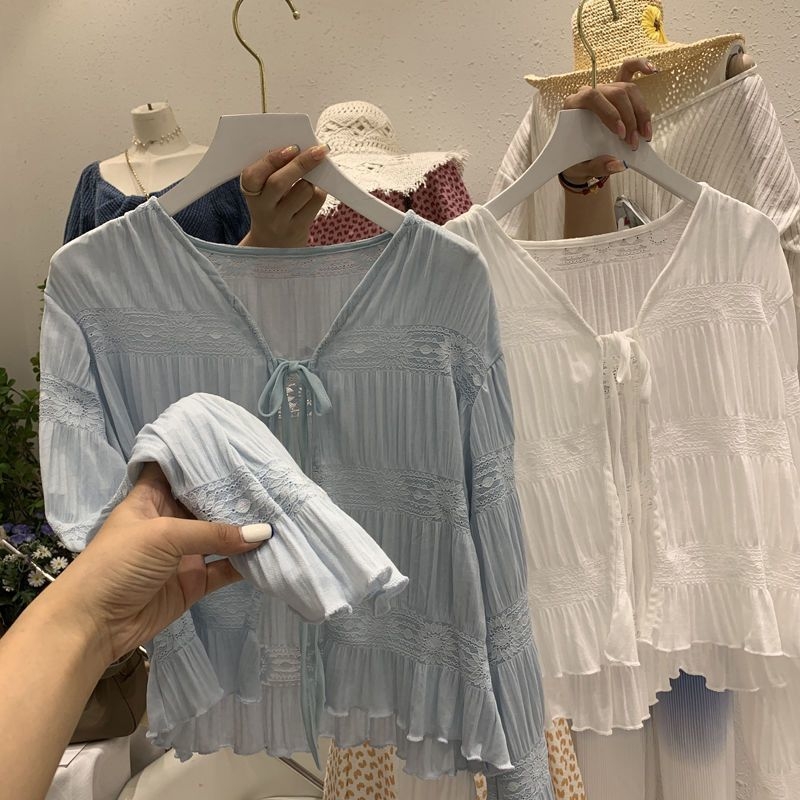 Ženski kardigan s UV zaštitom UPF30+, lagani ljetni šál-stil, dugi rukavi, kopčanje na vezanje, poliester 95%