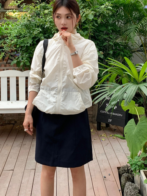 Γυναικείο καλοκαιρινό ανάπνευστο μπουφάν προστασίας από τον ήλιο με τσέπες, μακριά μανίκια, ελαφρύ νάιλον, φερμουάρ, φαρδιά γραμμή, UPF50+