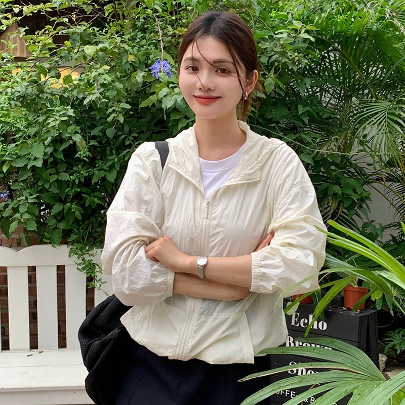 Γυναικείο καλοκαιρινό ανάπνευστο μπουφάν προστασίας από τον ήλιο με τσέπες, μακριά μανίκια, ελαφρύ νάιλον, φερμουάρ, φαρδιά γραμμή, UPF50+