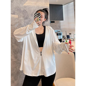 Ženska Ice Silk jakna za zaštitu od sunca, plus size, s kapuljom, labav kroj, dugi rukavi, UPF50+