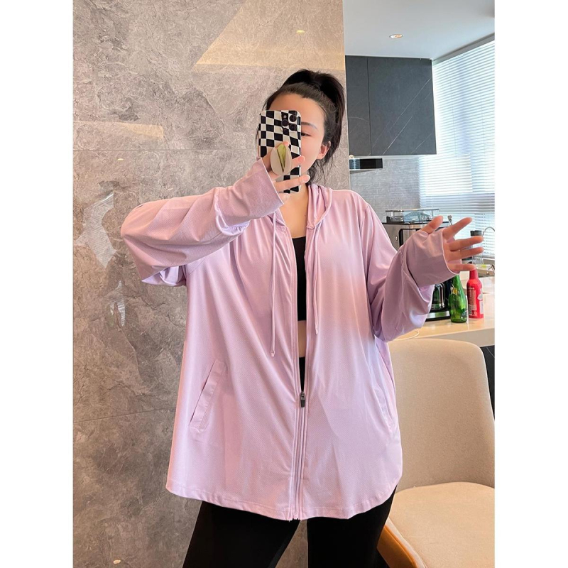 Ženska Ice Silk jakna za zaštitu od sunca, plus size, s kapuljom, labav kroj, dugi rukavi, UPF50+
