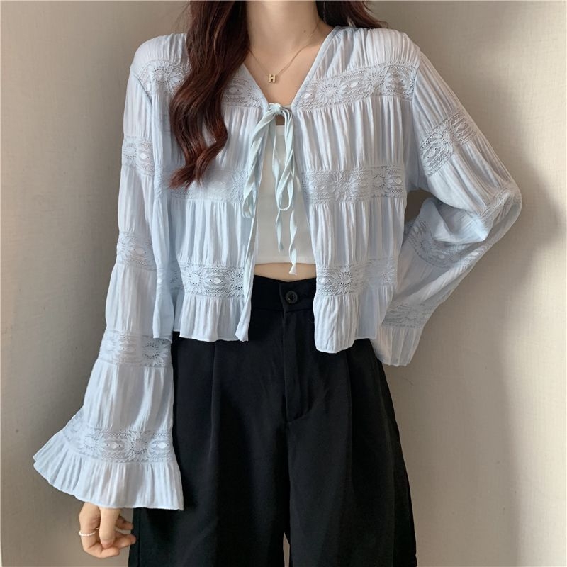 Ženski kardigan za zaštitu od sunca, pamuk, shawl stil, UPF 30+, 3/4 rukavi