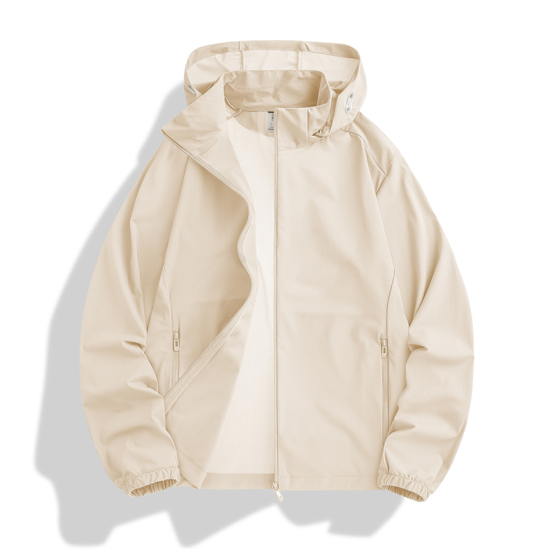 Unisex vanjska windbreaker jakna, najlon materijal, kapuljača, UPF50+ UV zaštita, lagana, prozračna, brzo sušeća, pogodna za ljeto, proljeće i jesen.