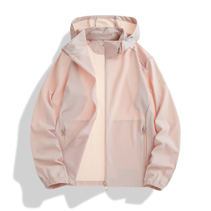Unisex vanjska windbreaker jakna, najlon materijal, kapuljača, UPF50+ UV zaštita, lagana, prozračna, brzo sušeća, pogodna za ljeto, proljeće i jesen.
