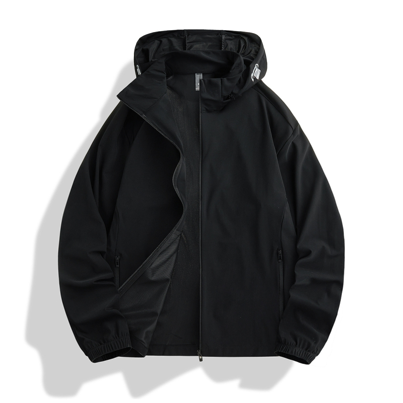 Unisex vanjska windbreaker jakna, najlon materijal, kapuljača, UPF50+ UV zaštita, lagana, prozračna, brzo sušeća, pogodna za ljeto, proljeće i jesen.