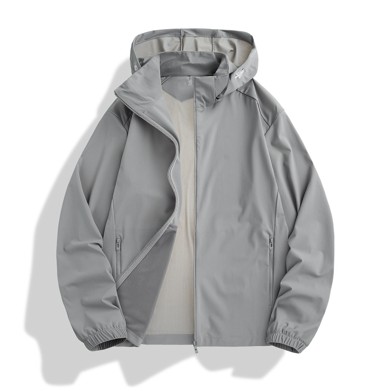 Unisex vanjska windbreaker jakna, najlon materijal, kapuljača, UPF50+ UV zaštita, lagana, prozračna, brzo sušeća, pogodna za ljeto, proljeće i jesen.
