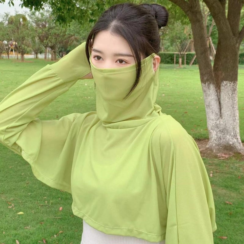 Șal UV pentru femei – Ice Silk, croială scurtă, protecție solară, poliester respirabil