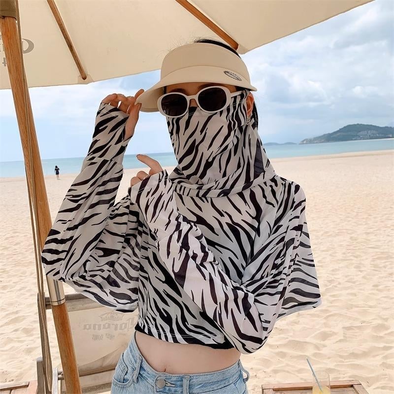 Șal UV pentru femei – Ice Silk, croială scurtă, protecție solară, poliester respirabil