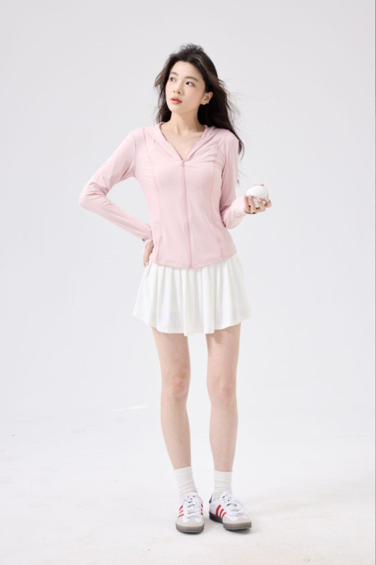Ženska majica s kapuljačom za zaštitu od sunca, slim fit, Nylon-Spandex miješavina 80–90%, UPF100+, prednji zip
