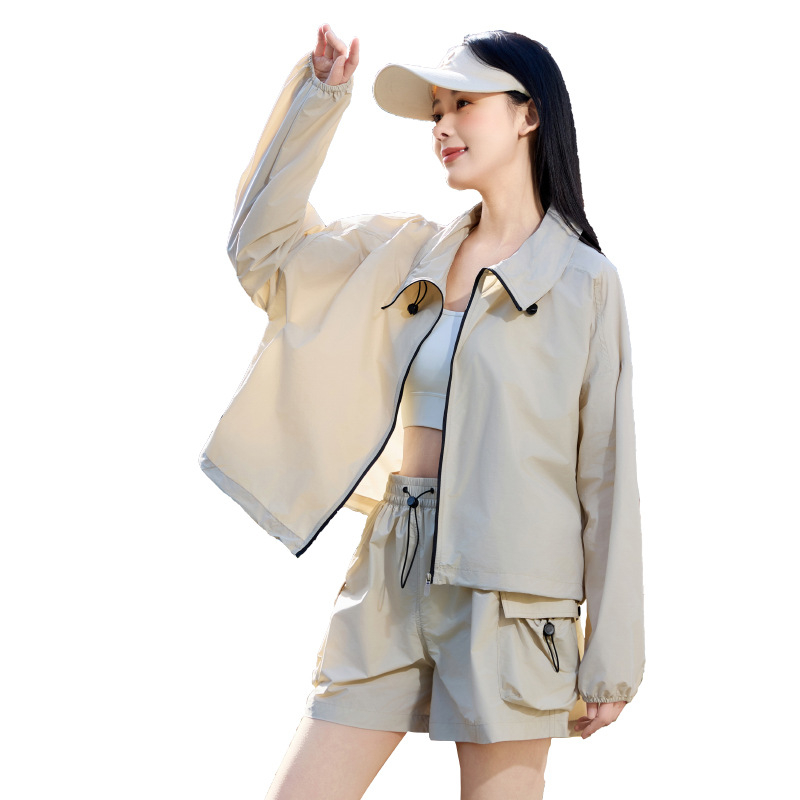 Ženska windbreaker s UPF50+ UV zaštita s Ice Silk materijalom, prozračna, brzo suši, uklanjanje vlage, za proljeće i jesen
