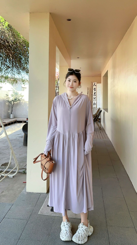 Női UV-védő hosszú kabát Ice Silk anyagból, lélegző, cipzár, hosszú ujjak, UPF50+