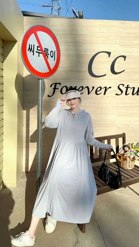 Női UV-védő hosszú kabát Ice Silk anyagból, lélegző, cipzár, hosszú ujjak, UPF50+