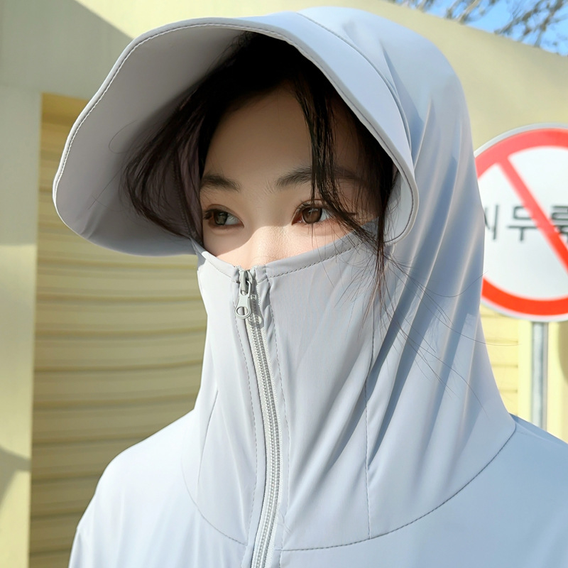 Női UV-védő hosszú kabát Ice Silk anyagból, lélegző, cipzár, hosszú ujjak, UPF50+