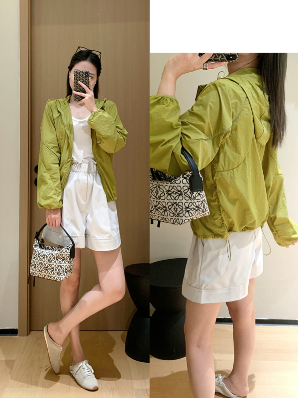 Νάιλον μπουφάν προστασίας από τον ήλιο UPF50+, ελαφρύ, χαλαρού σχήματος, μακριά μανίκια, με φερμουάρ