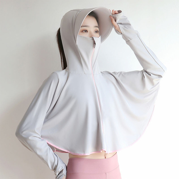 Tricou de protecție UV pentru femei - pentru ciclism, mâneci lungi, poliester Ice Silk, croială lejeră (Poliester 61-70%)