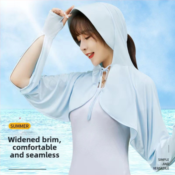 Tricou de protecție UV pentru femei - pentru ciclism, mâneci lungi, poliester Ice Silk, croială lejeră (Poliester 61-70%)