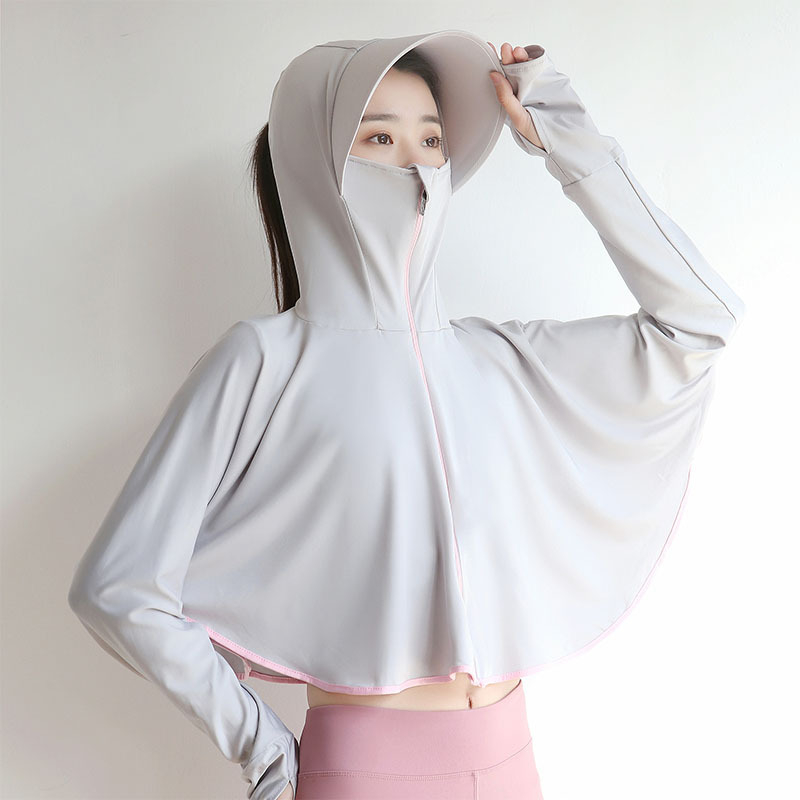 Tricou de protecție UV pentru femei - pentru ciclism, mâneci lungi, poliester Ice Silk, croială lejeră (Poliester 61-70%)