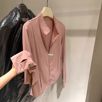 Zaštitna prozračna majica za sunce - Slim fit, najlon, dugi rukav, zatvarač, tanko tkivo