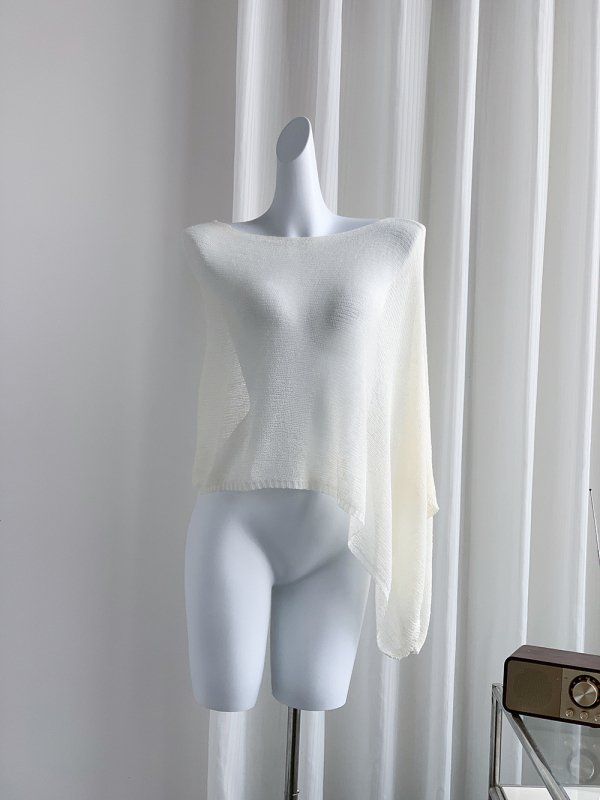 Slim-fit asimetrični Cape Shawl pleteni top, bez rukava, viskozni vlakno, tanak, ležerni stil