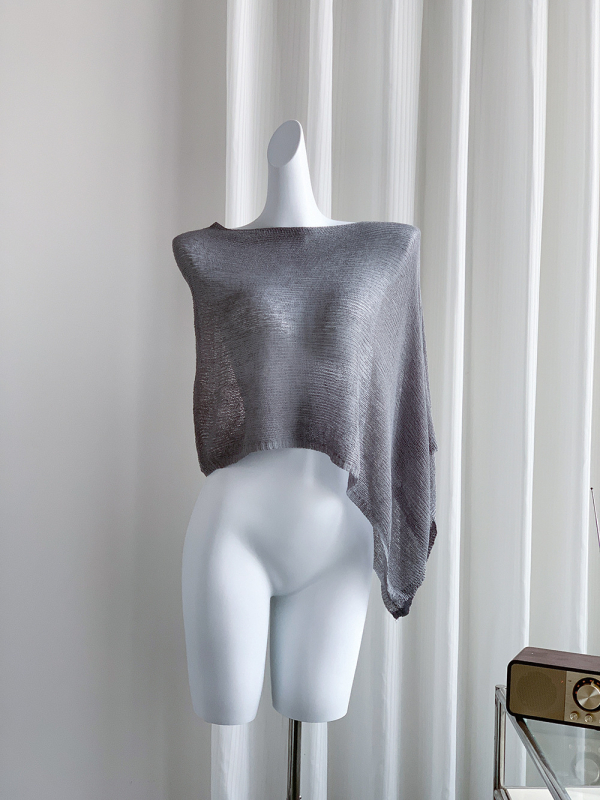 Slim-fit asimetrični Cape Shawl pleteni top, bez rukava, viskozni vlakno, tanak, ležerni stil