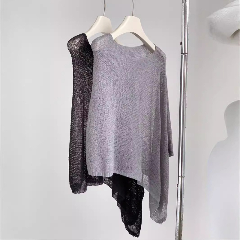 Slim-fit asimetrični Cape Shawl pleteni top, bez rukava, viskozni vlakno, tanak, ležerni stil