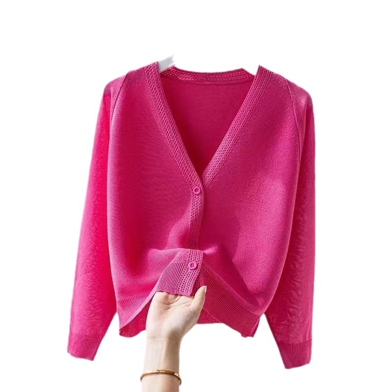 Ženski ljetni kardigan od ice silk, slobodan kroj, lagano kratak vanjski komad s UV zaštitom UPF50+, može se nositi uz haljinu ili suknju