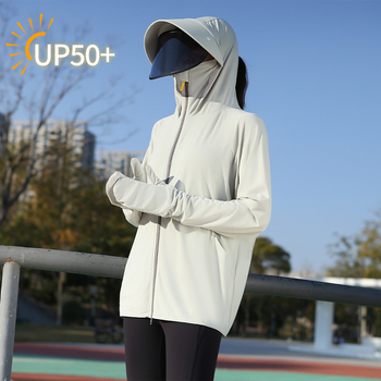 Jachetă pentru femei din nylon, UPF50+ protecție UV, cu glugă, respirabilă, uscare rapidă