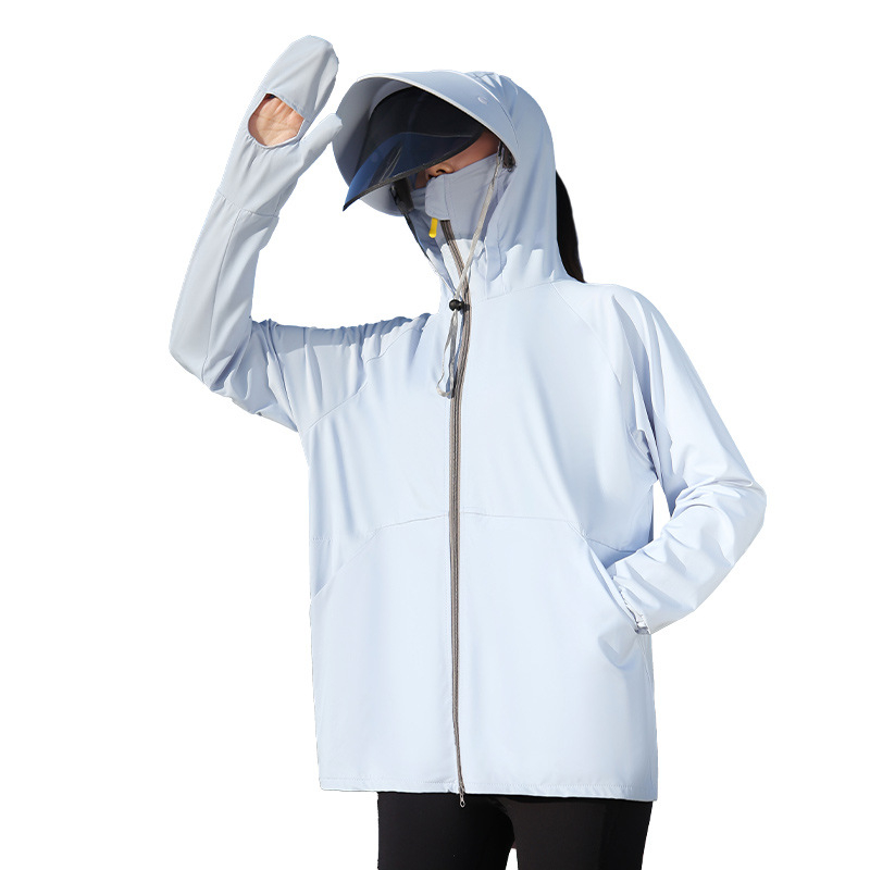 Jachetă pentru femei din nylon, UPF50+ protecție UV, cu glugă, respirabilă, uscare rapidă