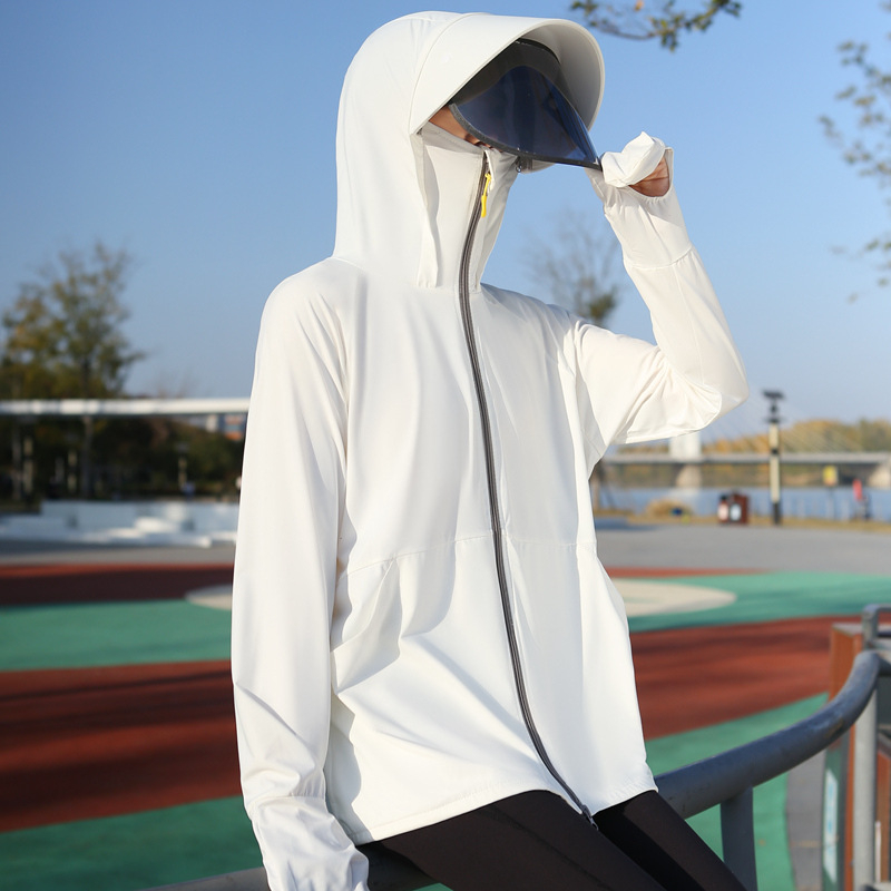 Jachetă pentru femei din nylon, UPF50+ protecție UV, cu glugă, respirabilă, uscare rapidă